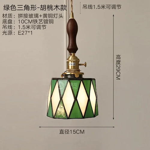 lustre en verre fait main style tiffany pour décoration intérieure - vue 14 sur 15