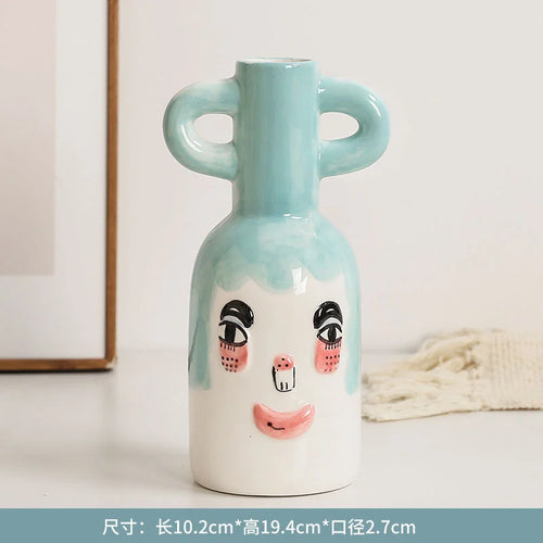 vase en céramique peint à la main avec oreilles décoratif amusant - vue 10 sur 11