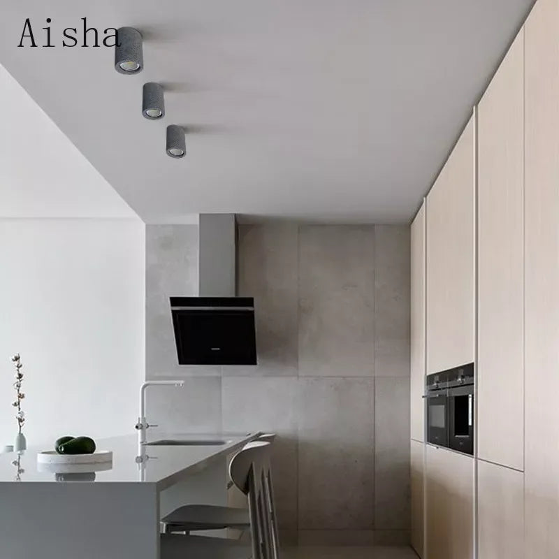 plafonnier rond en ciment led design minimaliste pour intérieur - vue 2 sur 9