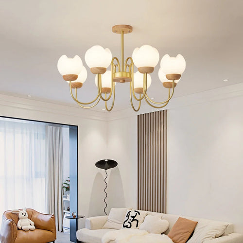lustre nordique en bois massif pour décoration intérieure élégante - vue 4 sur 9