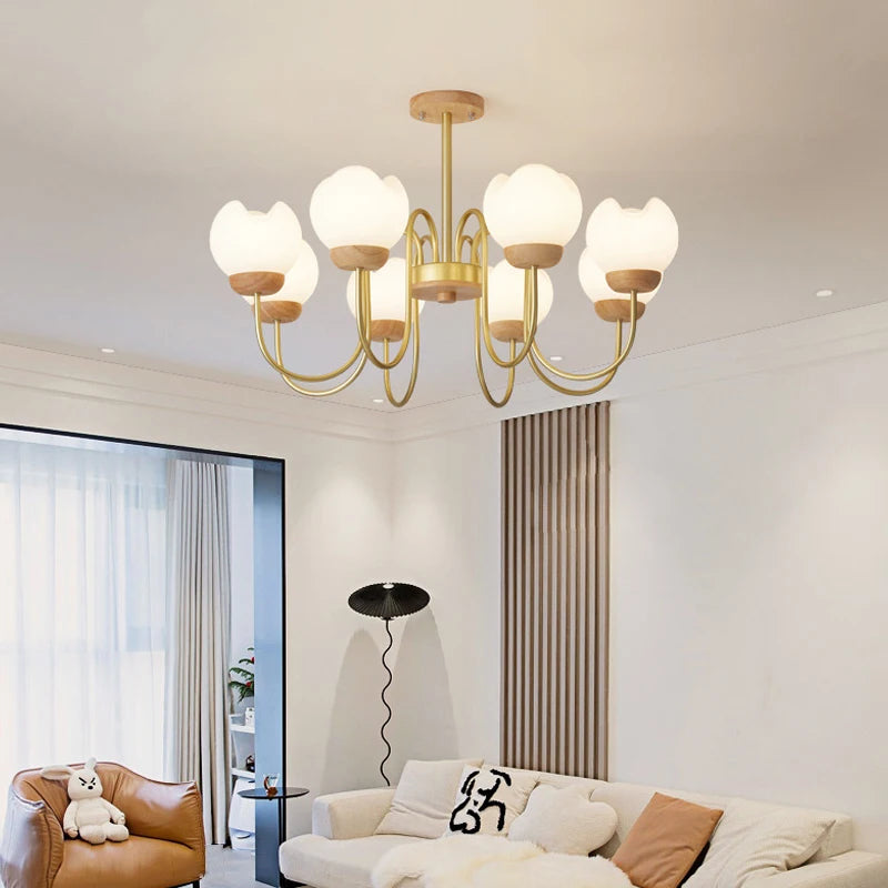 lustre nordique en bois massif pour décoration intérieure élégante - vue 4 sur 9