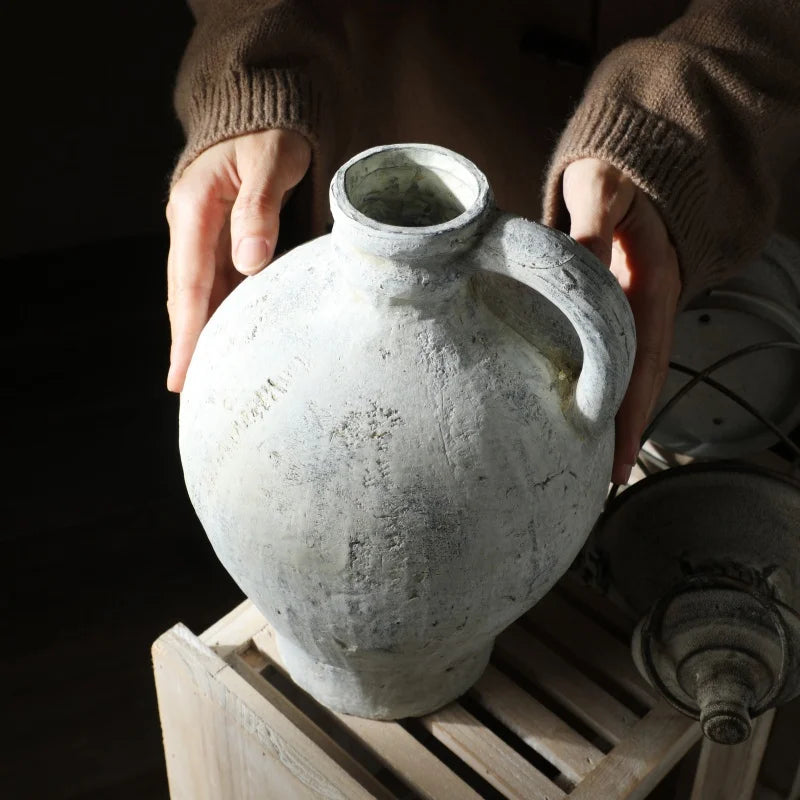 vase en céramique rétro fait à la main pour fleurs séchées décoratif - vue 2 sur 7