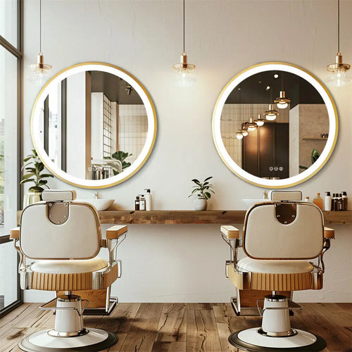 miroir rond éclairé avec cadre en aluminium et fonction mémoire - vue 4 sur 8