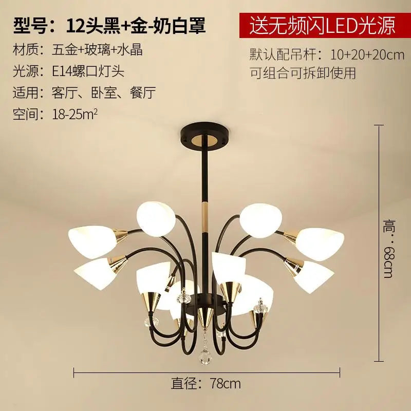 lustre en cristal nordique luxe moderne rétro éclairage décoratif - vue 8 sur 14