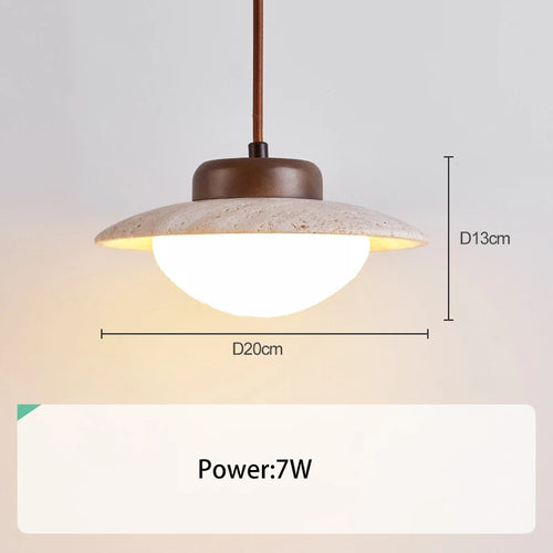 Lustre Led chambre à côté de la lampe suspendue Style crème pierre rétro bois massif couleur noyer luminaire d'ambiance de la pièce à la maison - vue 6 sur 6