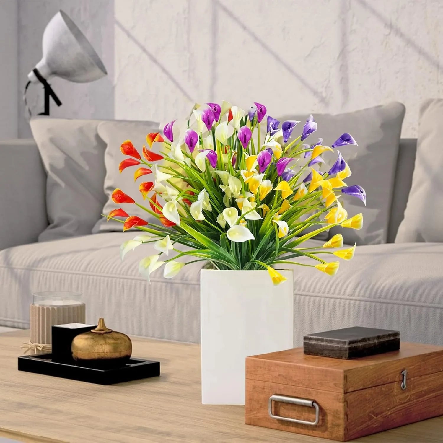 bouquet de lys calla artificiels pour décoration intérieure et extérieure - vue 3 sur 12