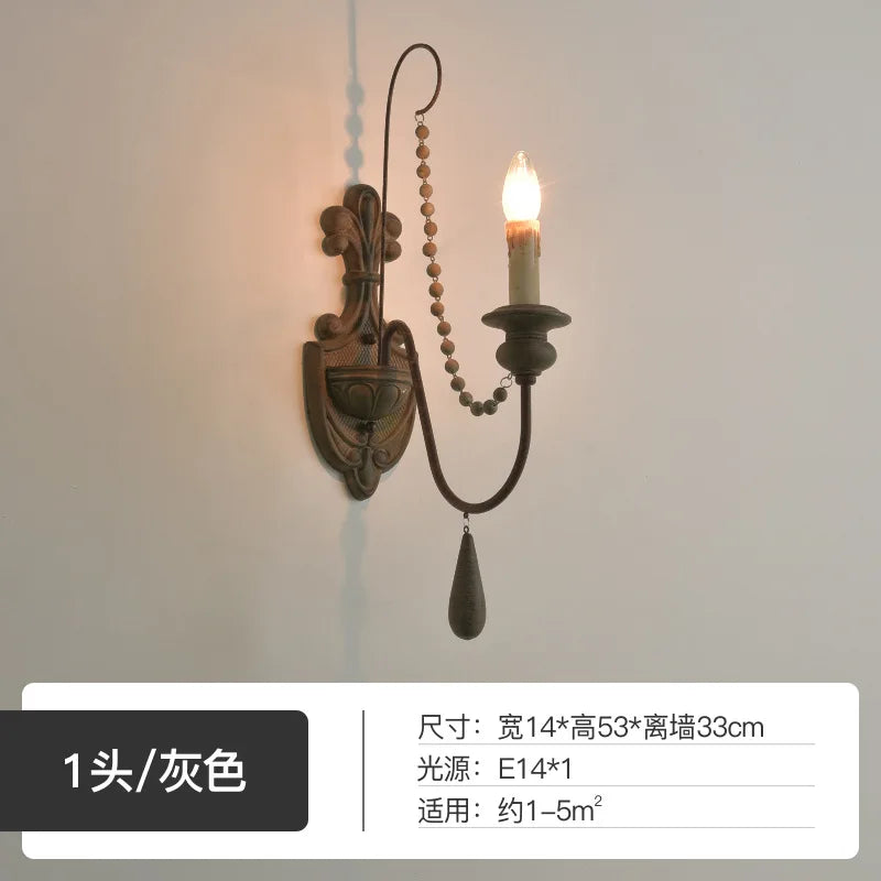 American French wall lamp, rural retro living room, dining room, bedroom, corridor, staircase decorative lighting fixtures - vue 10 sur 10
