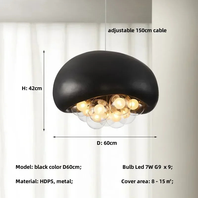 lustre suspendu minimaliste style wabi sabi avec éclairage led - vue 11 sur 12