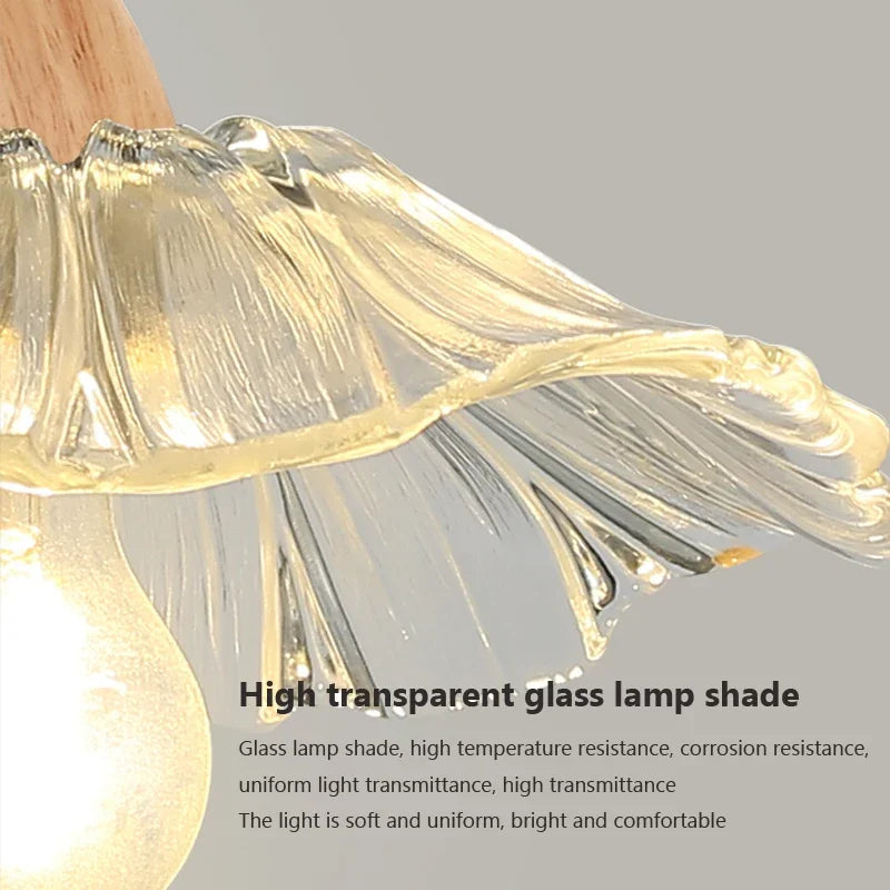 suspension nordique en verre et bois pour intérieur décoratif - vue 10 sur 12