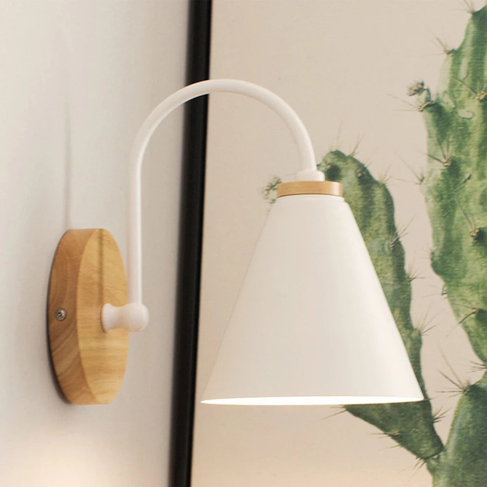 Nordique en bois massif chambre applique murale moderne minimaliste Macaron applique murale LED lampe applique salon intérieur luminaire décor