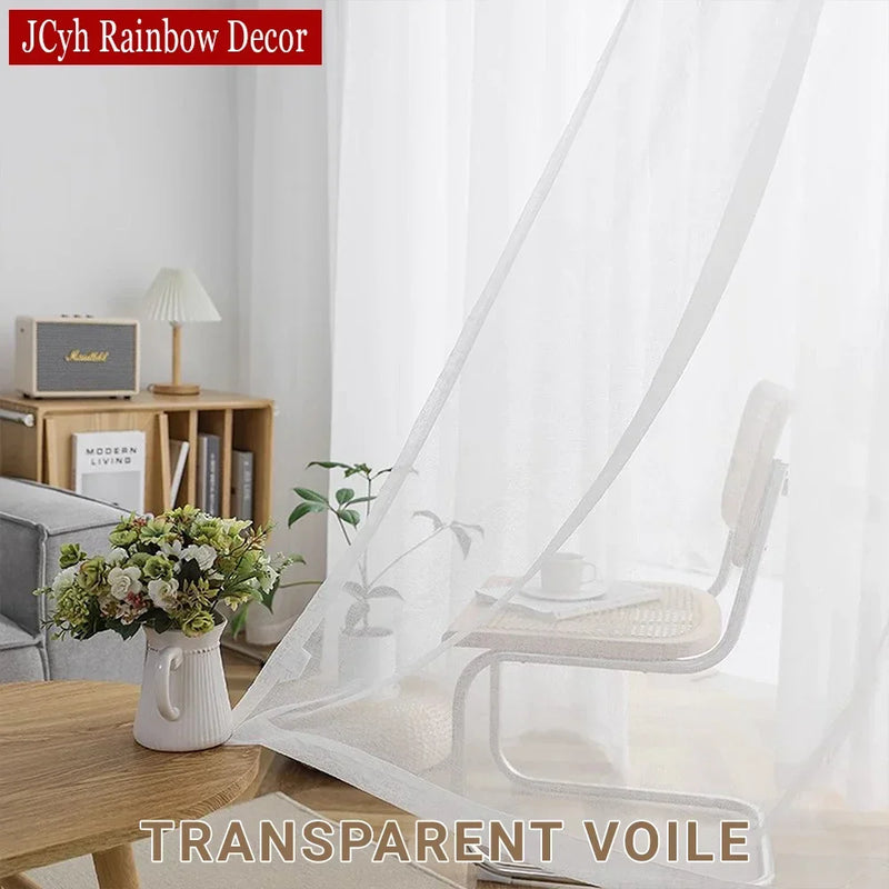 Voilage tulle transparent style moderne pour salon fenetre