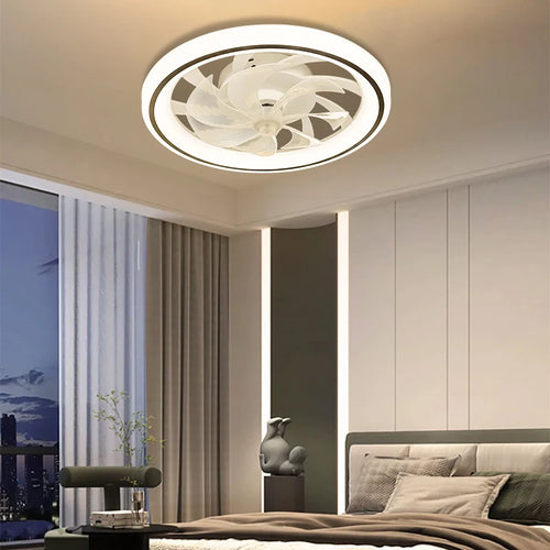 ventilateur intelligent avec lumières et télécommande décoratif - vue 4 sur 9