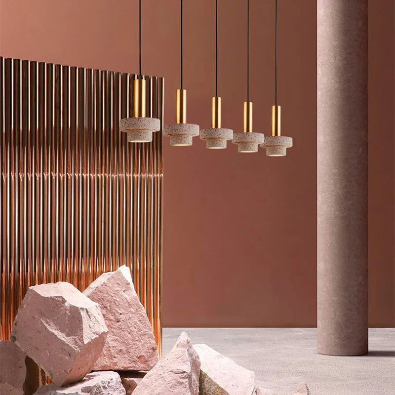 suspension nordique en marbre avec éclairage led moderne - vue 9 sur 9