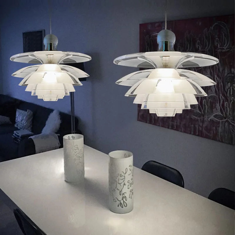 suspension style nordique en forme de pommes de pin abat-jour en verre - vue 4 sur 7