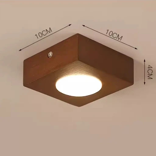 Plafonnier LED carré en bois et acrylique - vue 7 sur 7