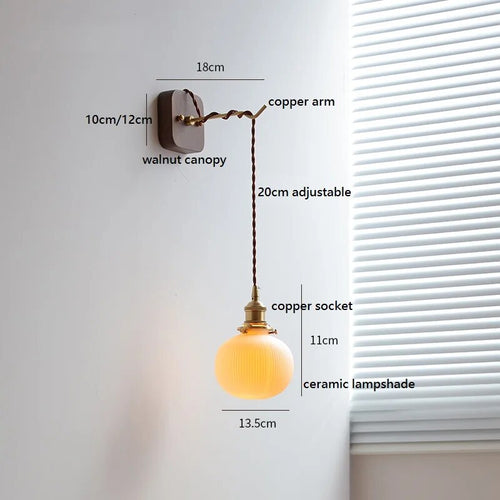 applique murale led noyer cuivre moderne baguette plug-in - vue 14 sur 23