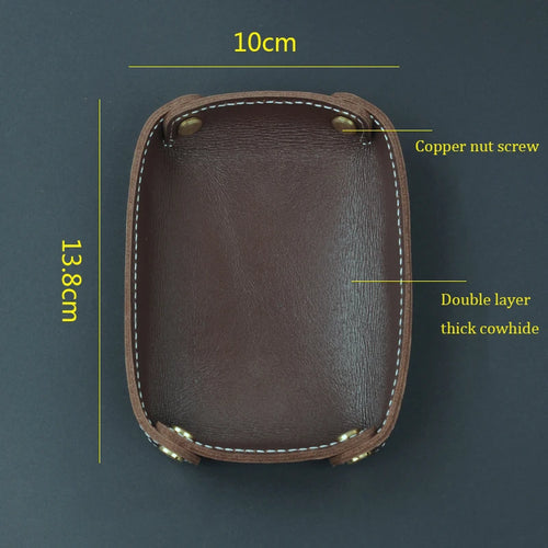 plateau de rangement en cuir véritable pour divers objets - vue 6 sur 13