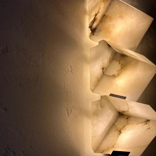 applique murale moderne en marbre avec lumières led - vue 5 sur 9