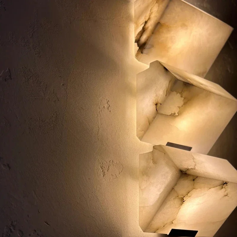 applique murale moderne en marbre avec lumières led - vue 5 sur 9