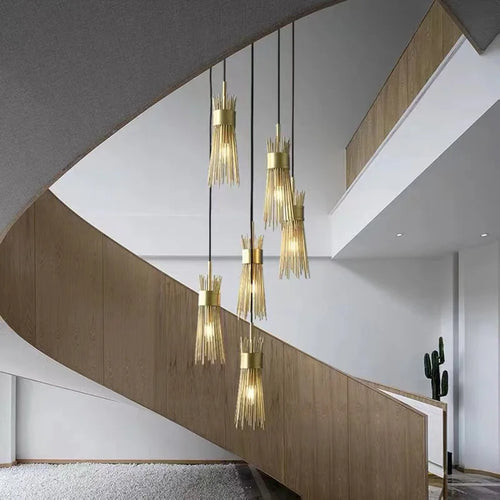 lustre en cuivre plein led décoratif pour maison créatif - vue 5 sur 16