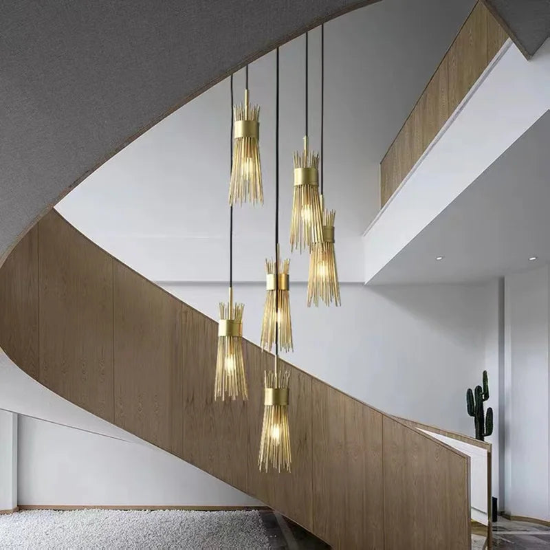 lustre en cuivre plein led décoratif pour maison créatif - vue 4 sur 16