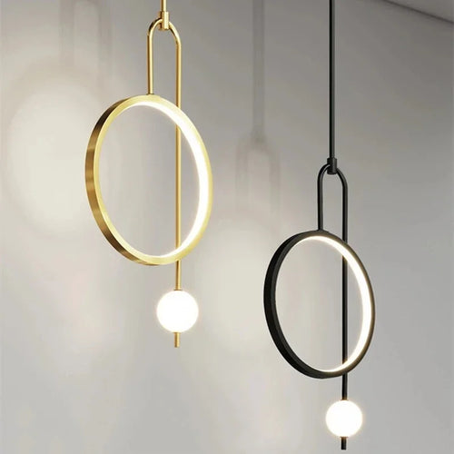 Gold Ring Pendant Light Modern Ball Led Hanging Lamp Bedroom Bedside Nordic Living Room Home Decor Background Lighting - vue 2 sur 10