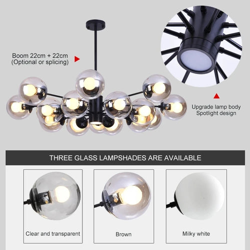 Lustre moderne design avec boule en verre magique haricot - vue 7 sur 18