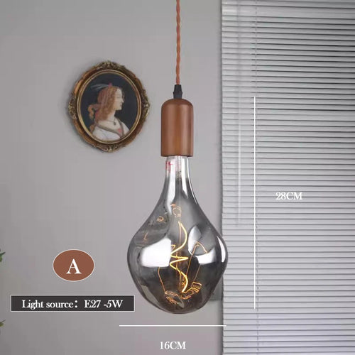 lustre en verre d'art rétro en bois massif créatif pour décoration intérieure - vue 10 sur 25