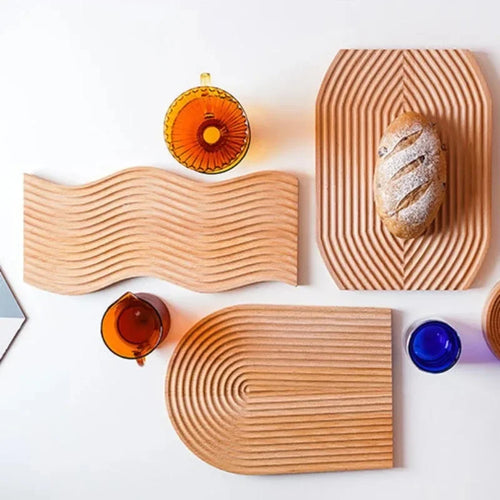 plateau décoratif en bois pour servir collations et desserts - vue 2 sur 8