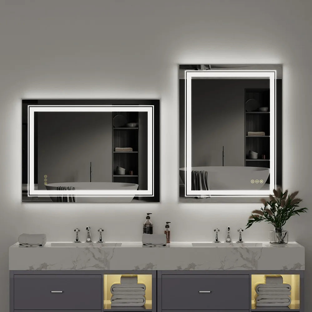miroir LED de luxe en cristal transparent étanche à intensité variable - vue 7 sur 9