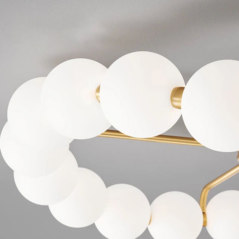 lustre à led avec anneau en cuivre et boule acrylique - vue 5 sur 10
