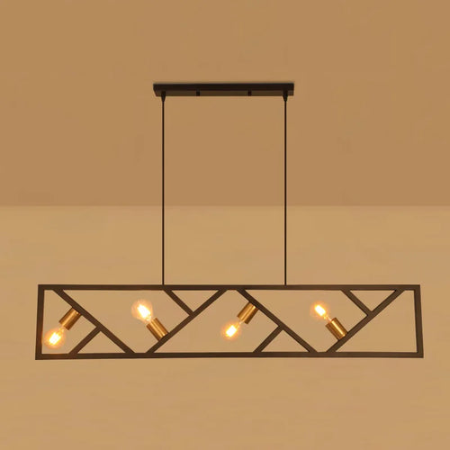 Style industriel fer art lustre restaurant salon lait thé café créatif 4 têtes personnalité lampe suspendue - vue 5 sur 7