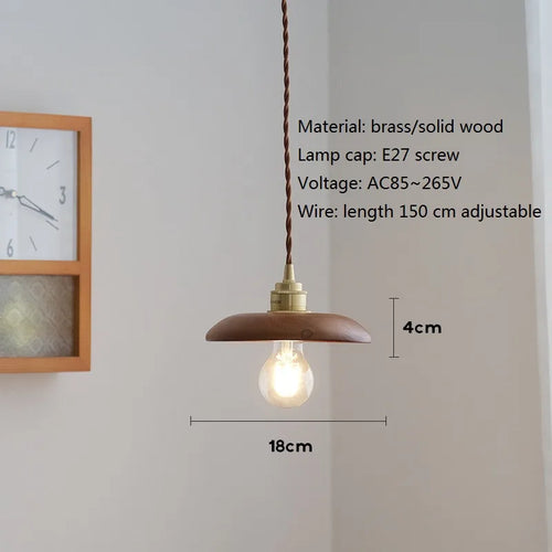 suspension led en bois et laiton style nordique moderne