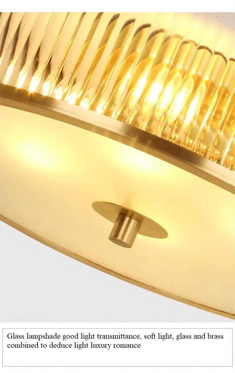 plafonnier led cuivre cristal décoratif intérieur - vue 5 sur 8