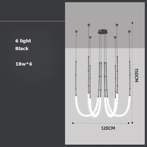 lustre art déco en métal noir avec éclairage led - vue 12 sur 16