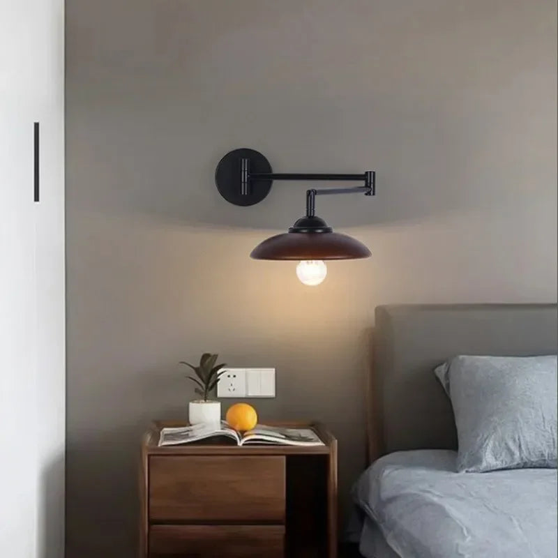 applique murale en bois japonais design nordique rétro télescopique pliable - vue 6 sur 12