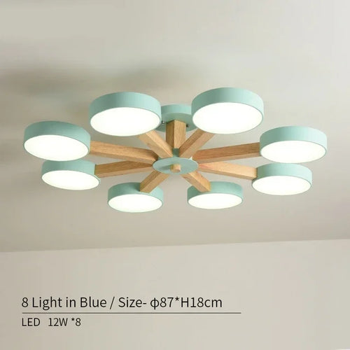 plafonnier moderne en bois à éclairage led pour décoration intérieure - vue 10 sur 15