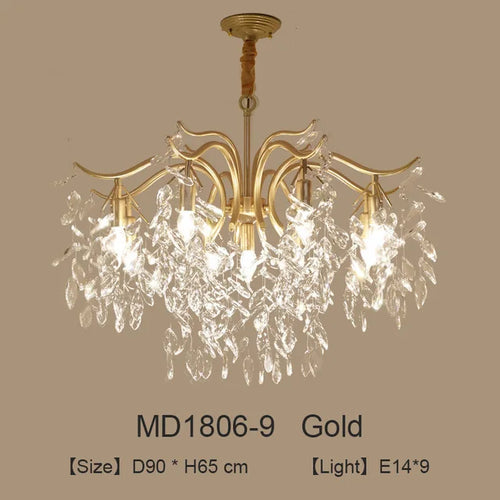 lustre nordique led en cristal de luxe décoration
