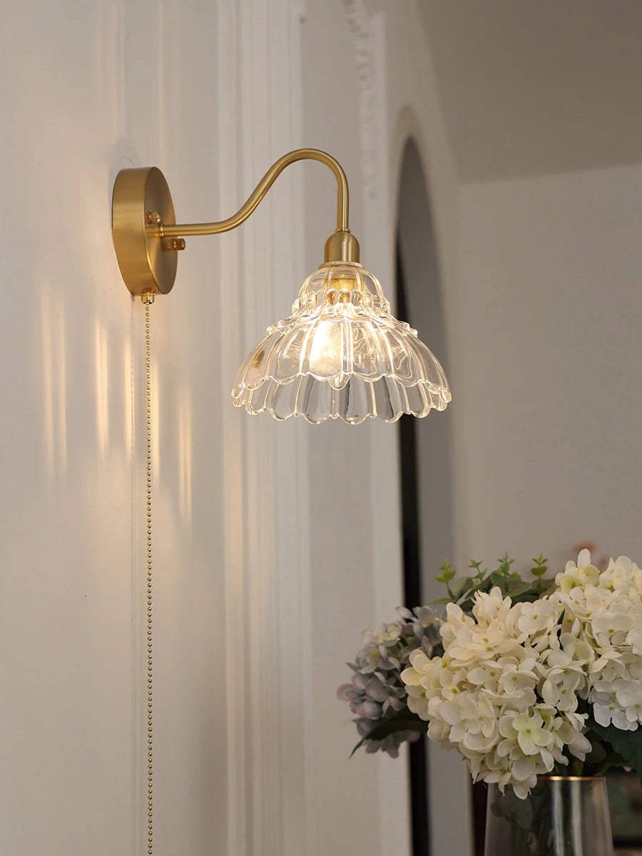 suspension en verre et laiton style japonais design nordique luxe - vue 5 sur 8