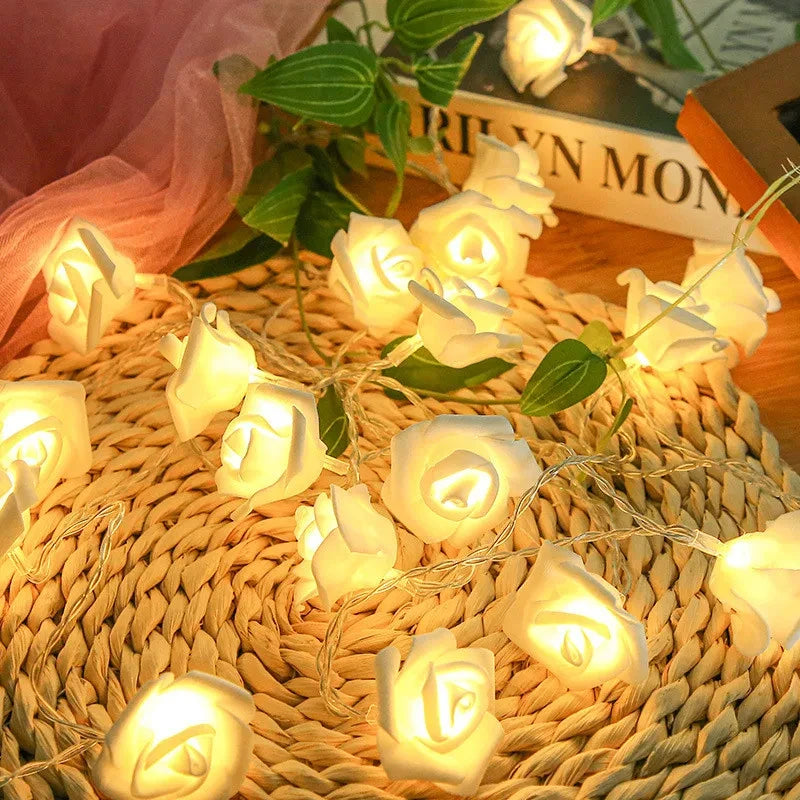 guirlande lumineuse roses en mousse pour mariage et saint valentin - vue 1 sur 11