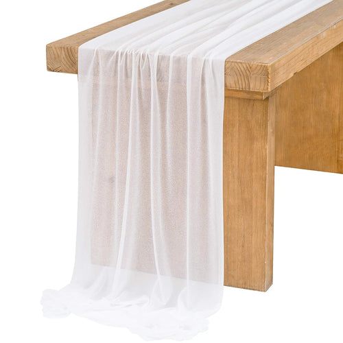 Chemin de table mousseline bohème transparent lot 4