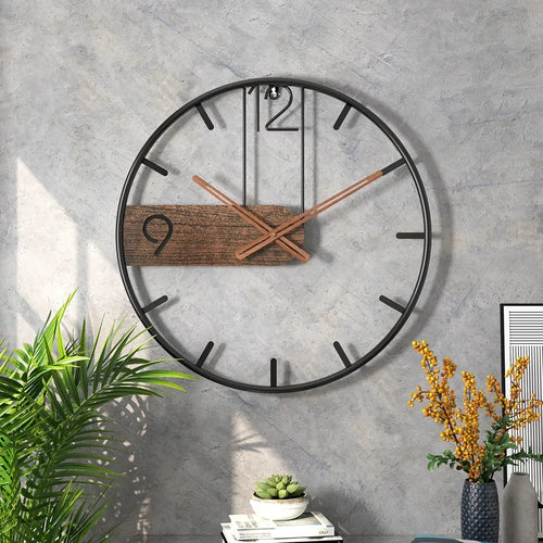 horloge murale en fer design rétro nordique créative décoration intérieure - vue 4 sur 6