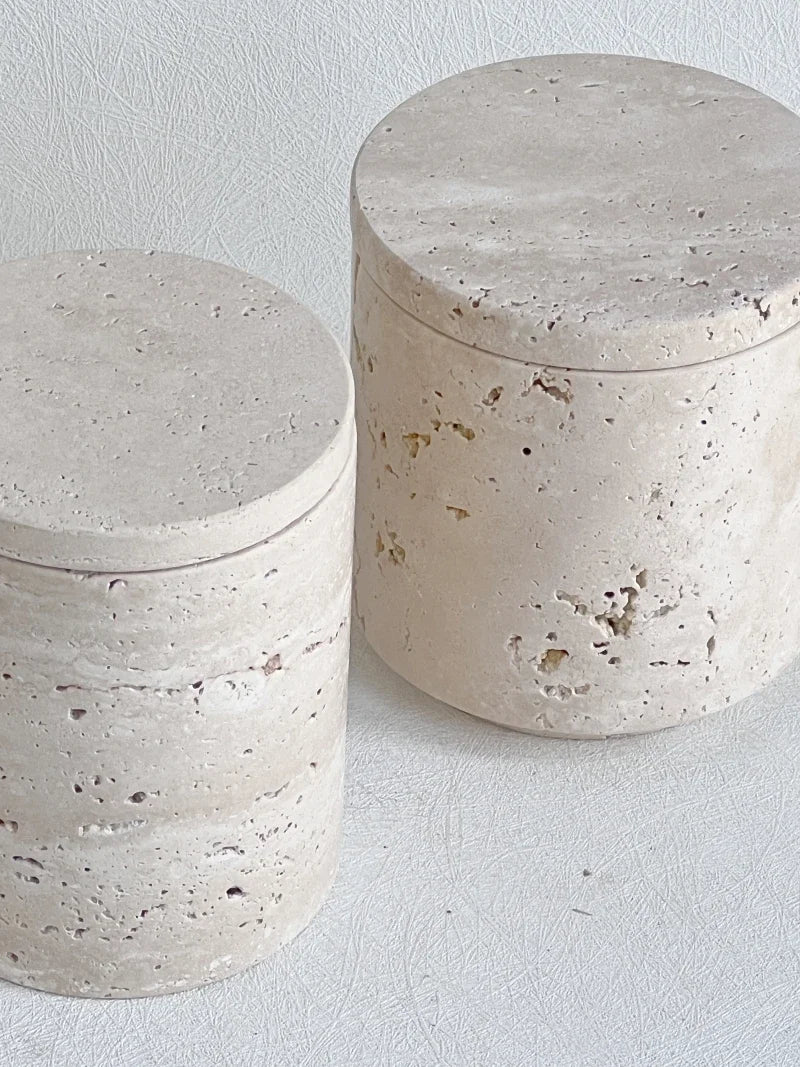 récipient en marbre wabi-sabi avec couvercle et boîte de rangement - vue 4 sur 7
