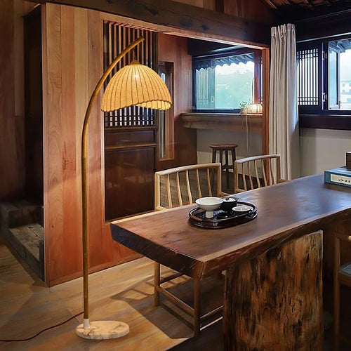Wabi Sabi toile abat-jour lampadaire LED nordique bambou Design métal lampadaire nordique minimalisme salon Lustre lampe - vue 4 sur 8