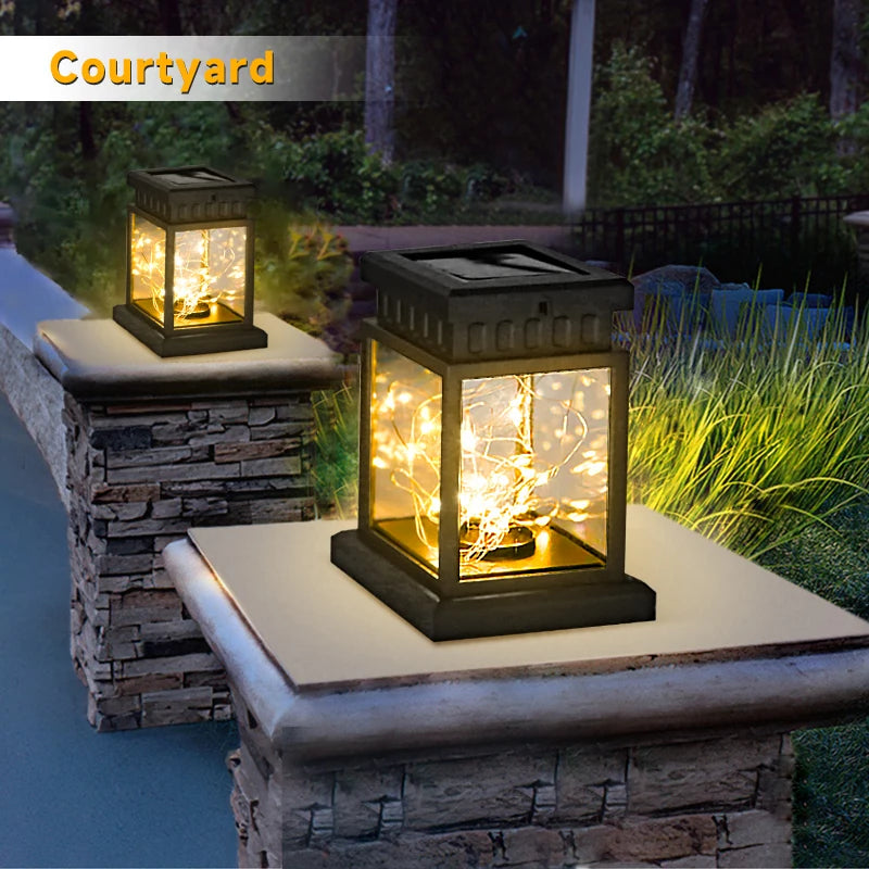 lampe solaire lanterne led étanche pour jardin et extérieur - vue 4 sur 9