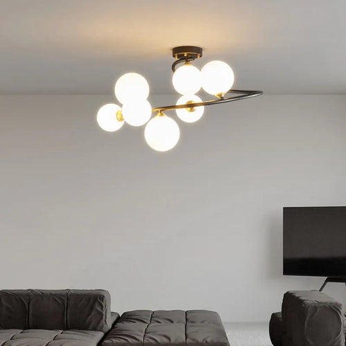 plafonnier moderne en cuivre irrégulier avec lumière personnalisée - vue 2 sur 9