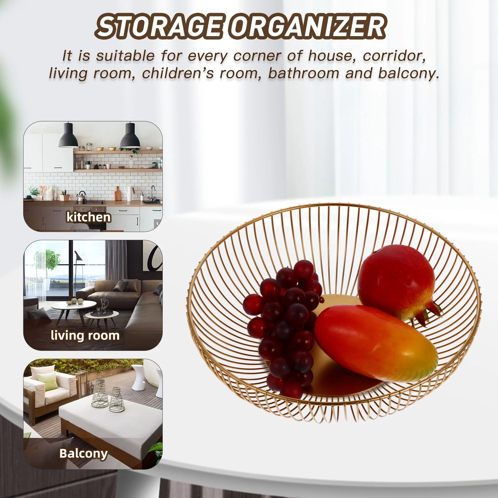 panier de rangement en fer forgé pour décor rustique - vue 8 sur 8