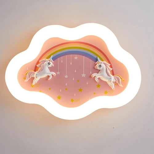 lustre nuage arc-en-ciel avec cheval pour chambre d'enfant - vue 5 sur 10