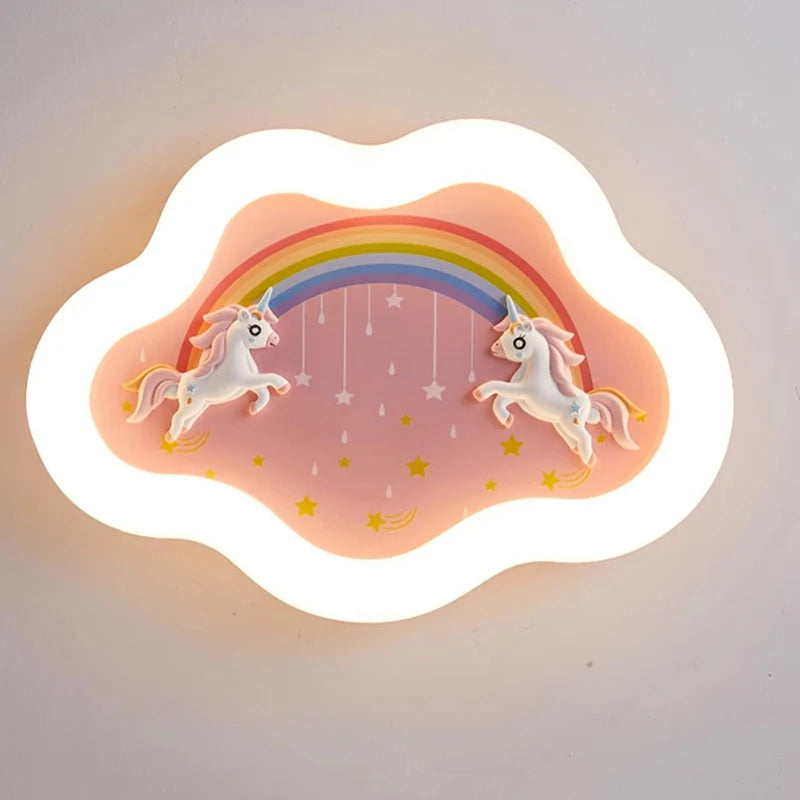 lustre nuage arc-en-ciel avec cheval pour chambre d'enfant - vue 4 sur 10