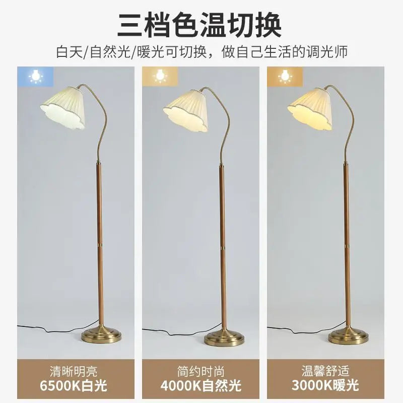 Lampadaire bois massif rétro japonais luxe haut gamme bureau chambre - vue 6 sur 8